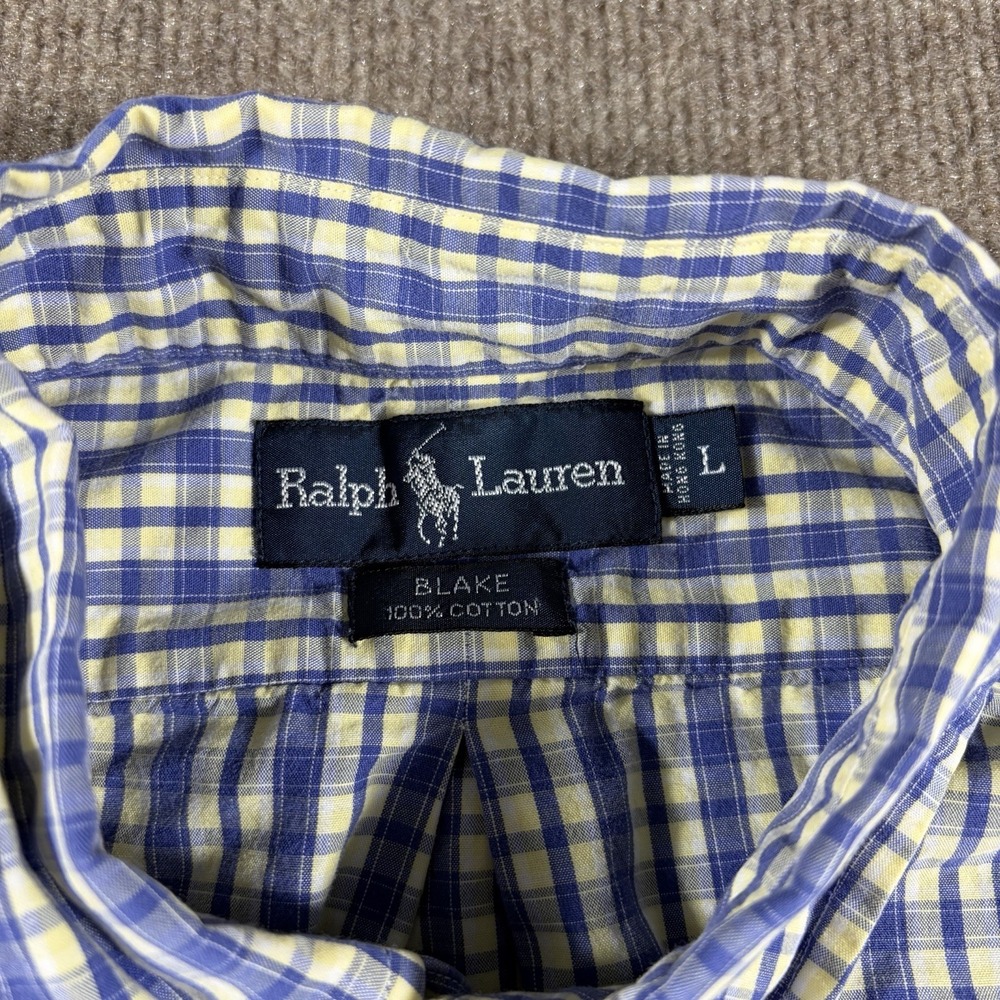 Vintage Polo Ralph Lauren Blake Short Sleeve Shirt Plaid Button Down Men's L - Picture 4 of 7